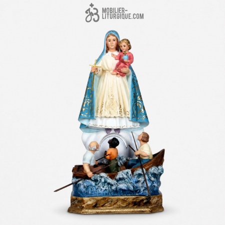 Statue Vierge Vierge de la Charit&eacute; Polychrome Antique