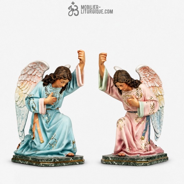 Statues Anges Polychrome Antique