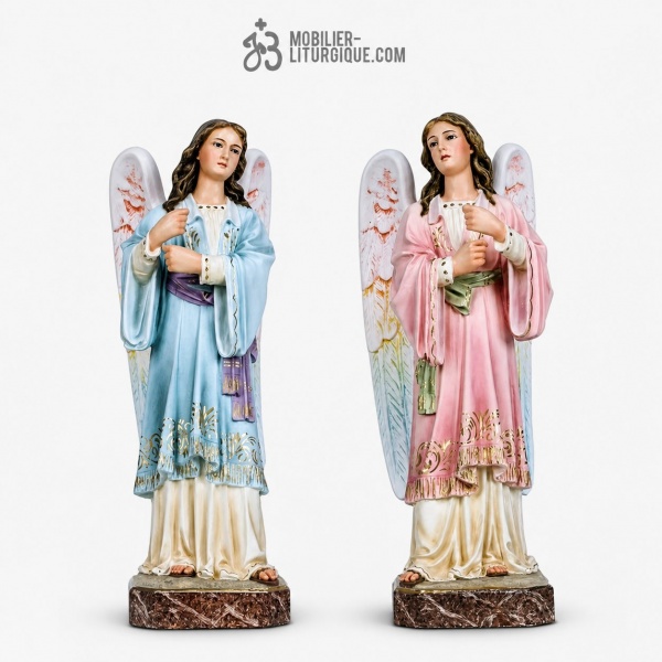 Statues Anges Polychrome Antique