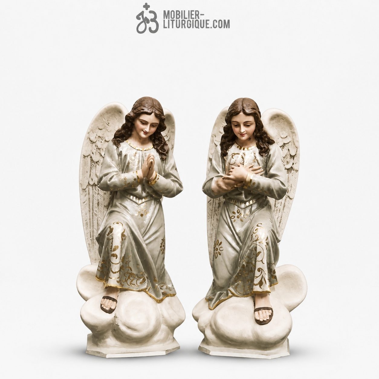 Statues Anges Polychrome