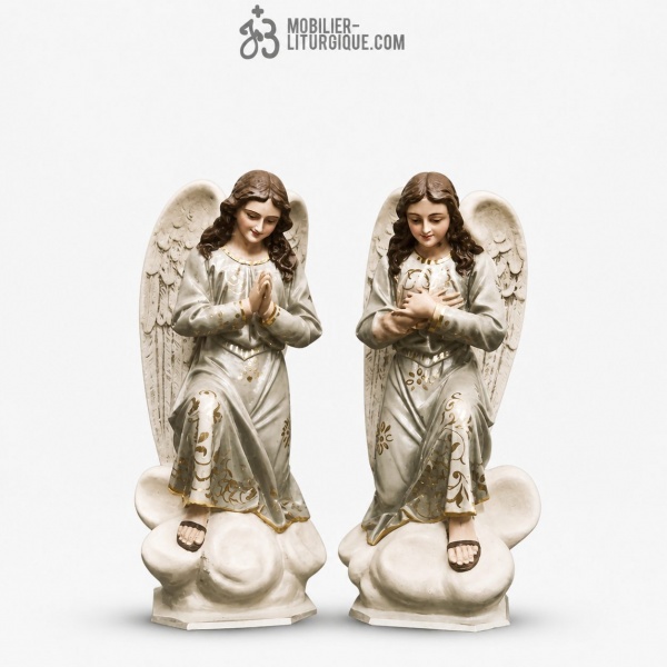 Statues Anges Polychrome