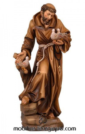 statue saint françois d'assise en bois décoré