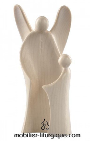 statuette ange gardien design en bois naturel