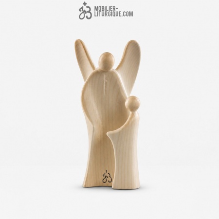 Statuette Ange Gardien design en bois naturel