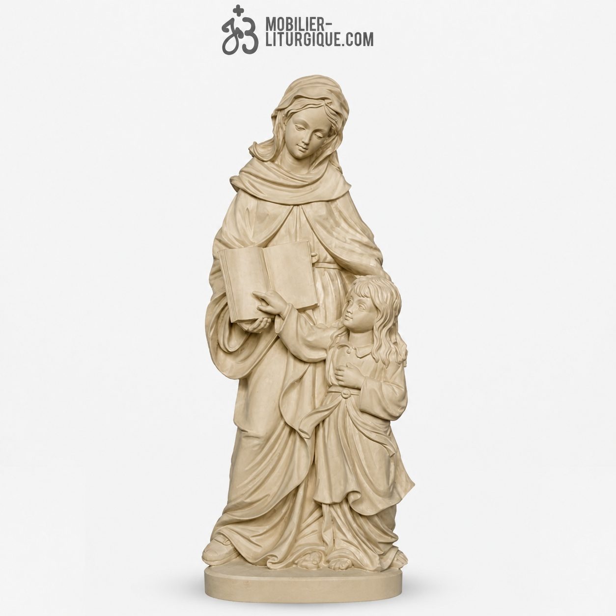 Statuette Sainte Anne en bois naturel