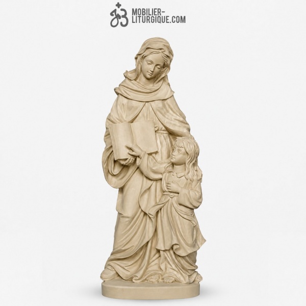 Statuette Sainte Anne en bois naturel