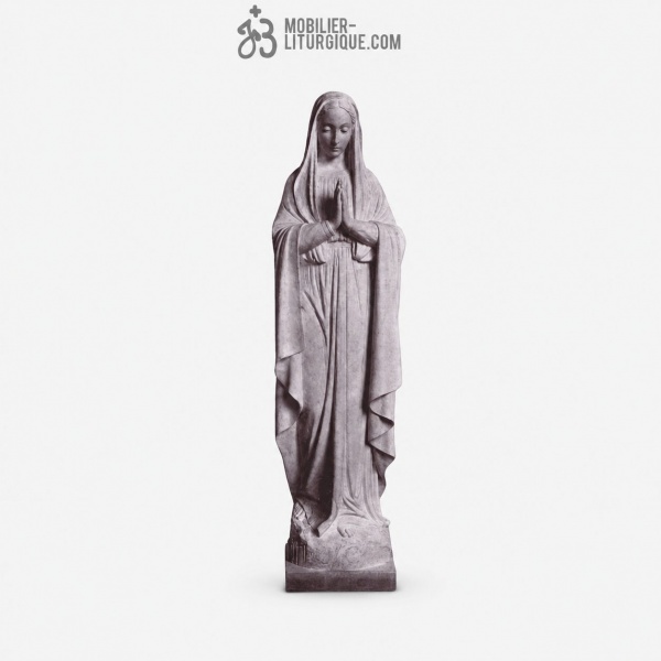 Vierge Marie aux mains jointes : statue sur-mesure Marbre